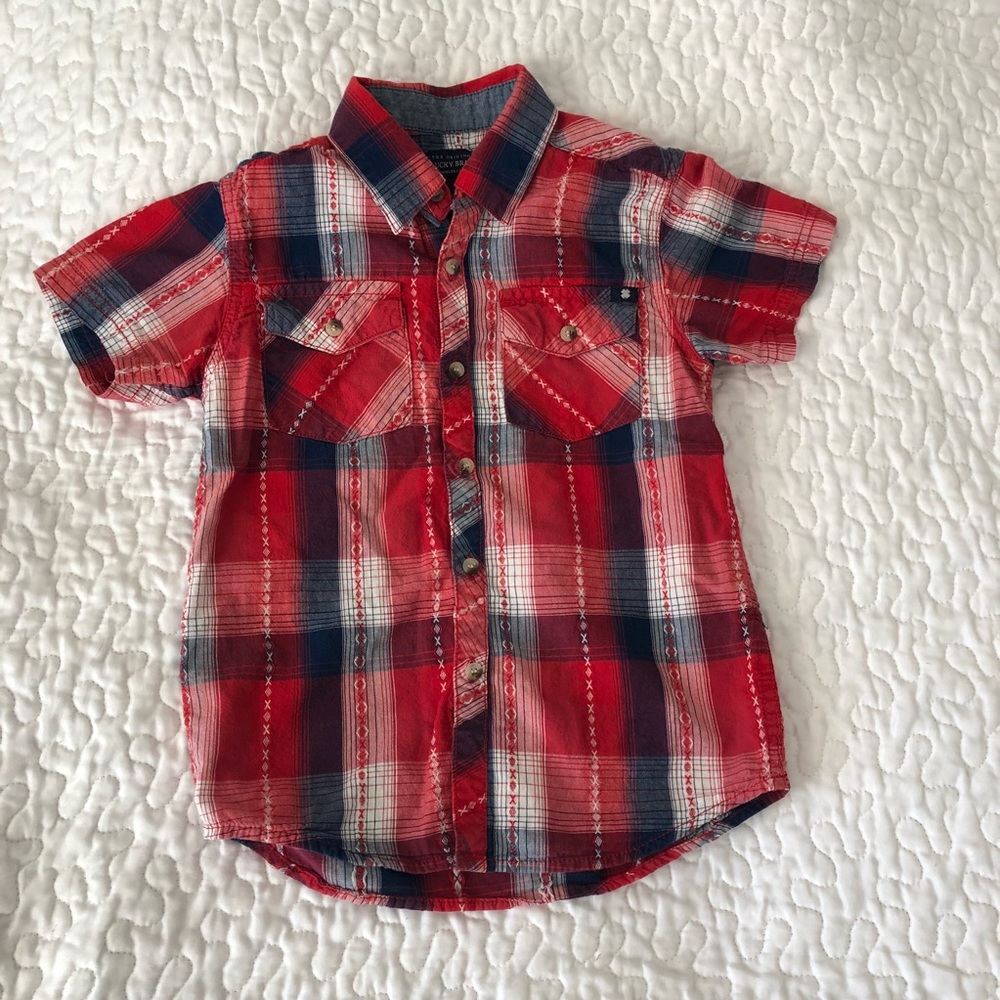Lucky Brand Red Plaid Boys Shirt Size 7